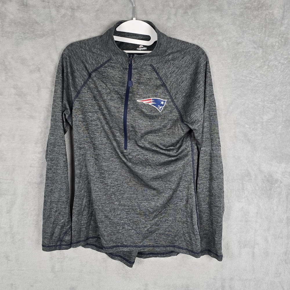 Majestic New England Patriots Womens Quarter Zip Pullover Space Dye Gray NFLβ